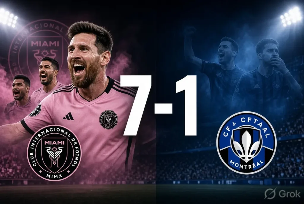 Montreal vs Inter Miami final score - Inter Miami victory graphic