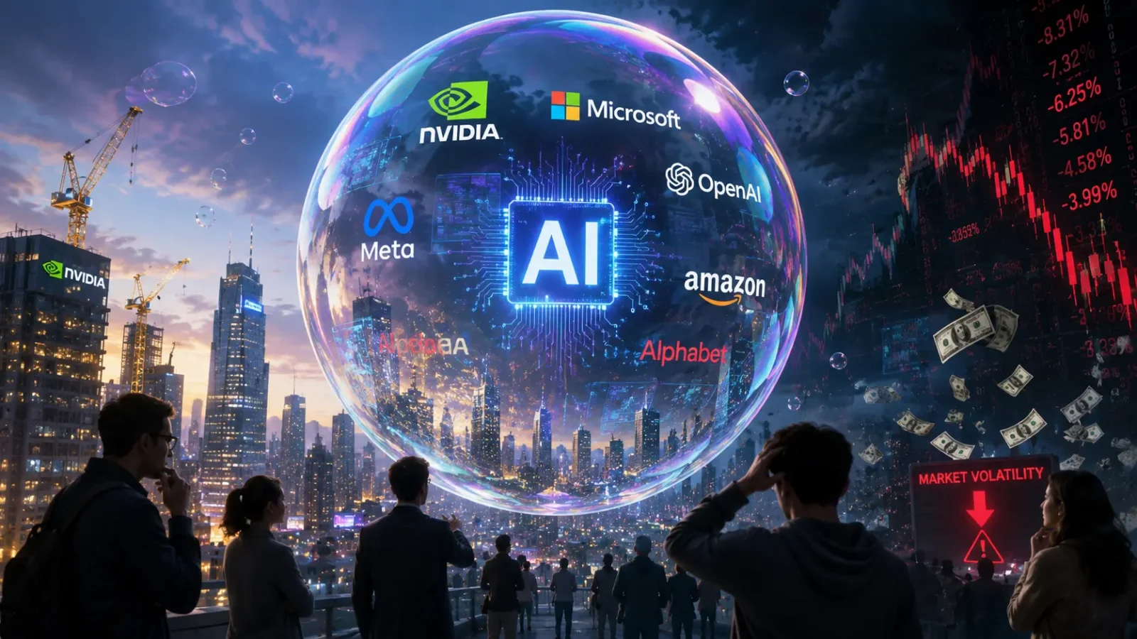 Is the AI Boom a financial bubble concept illustration